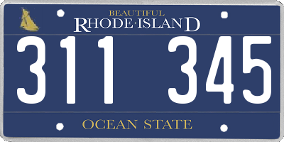 RI license plate 311345