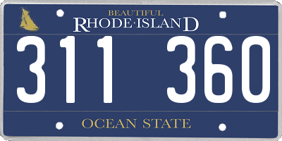 RI license plate 311360