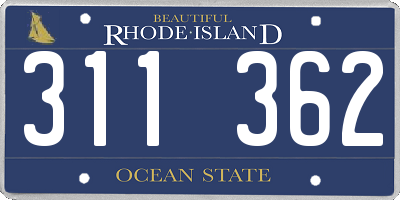 RI license plate 311362