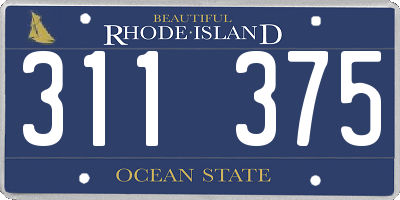 RI license plate 311375