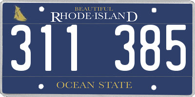 RI license plate 311385