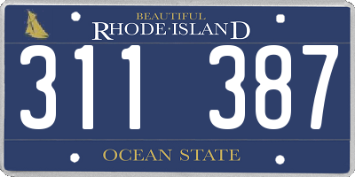 RI license plate 311387