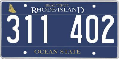 RI license plate 311402
