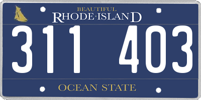 RI license plate 311403