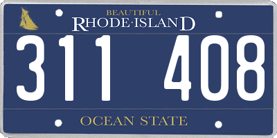 RI license plate 311408