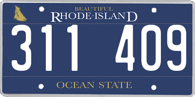 RI license plate 311409