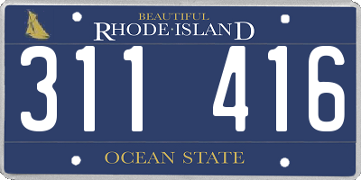 RI license plate 311416