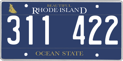 RI license plate 311422