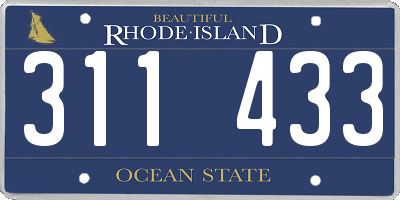 RI license plate 311433