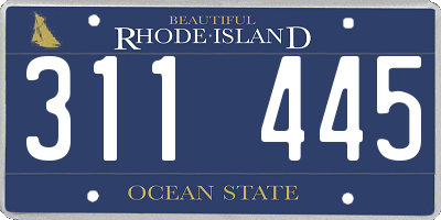 RI license plate 311445