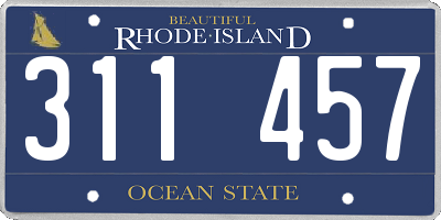 RI license plate 311457