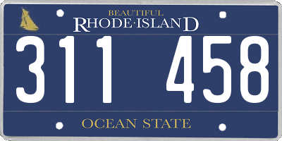 RI license plate 311458