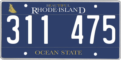 RI license plate 311475