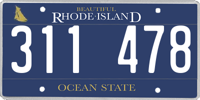 RI license plate 311478