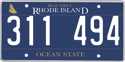 RI license plate 311494