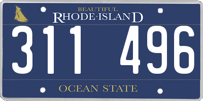 RI license plate 311496