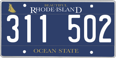 RI license plate 311502