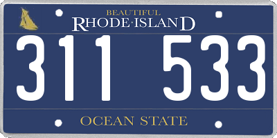 RI license plate 311533