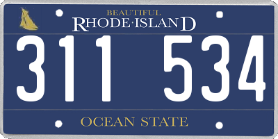 RI license plate 311534