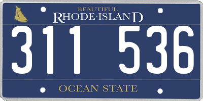 RI license plate 311536