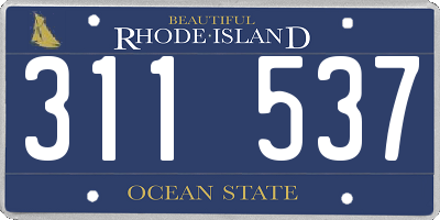 RI license plate 311537