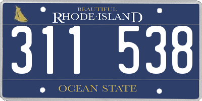 RI license plate 311538