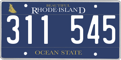 RI license plate 311545