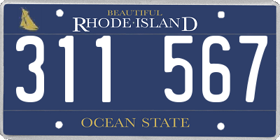 RI license plate 311567