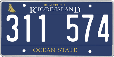 RI license plate 311574