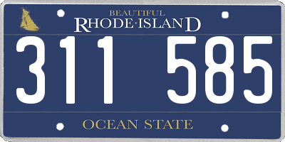 RI license plate 311585