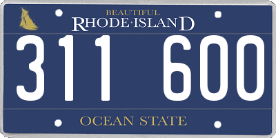 RI license plate 311600
