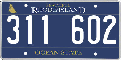 RI license plate 311602