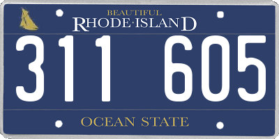 RI license plate 311605