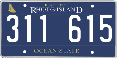 RI license plate 311615