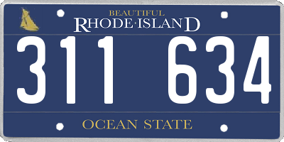 RI license plate 311634