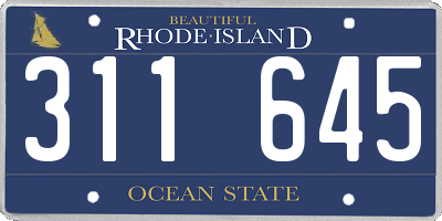 RI license plate 311645