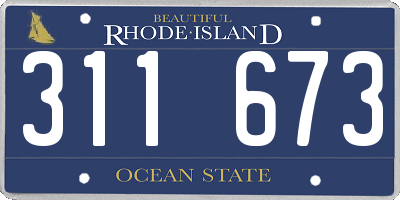 RI license plate 311673