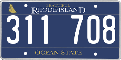 RI license plate 311708