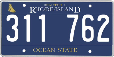RI license plate 311762