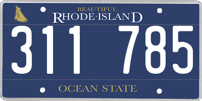 RI license plate 311785