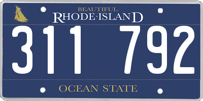 RI license plate 311792