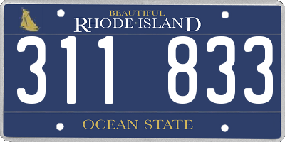 RI license plate 311833