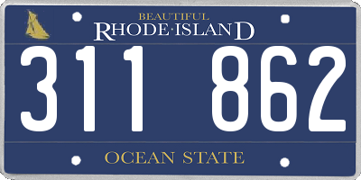 RI license plate 311862