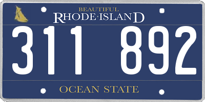 RI license plate 311892