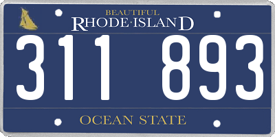 RI license plate 311893