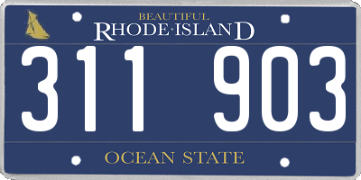 RI license plate 311903