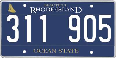RI license plate 311905
