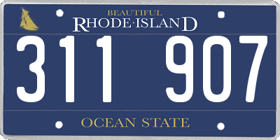 RI license plate 311907
