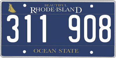 RI license plate 311908