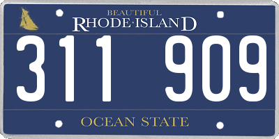 RI license plate 311909